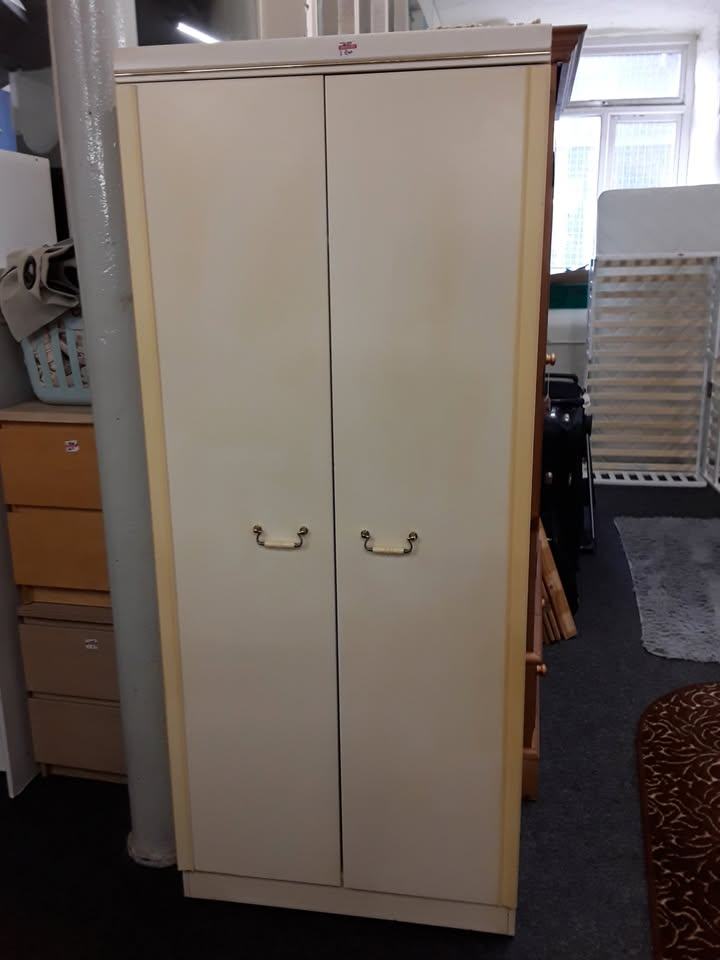 White single two drawer wardrobe Copley Mill Low Cost Moves 2nd Hand Furniture STALYBRIDGE SK15 3DN