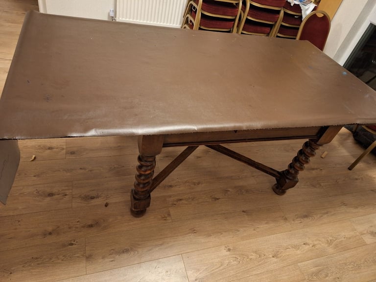 Vintage extending draw leaf dining table, barley twist