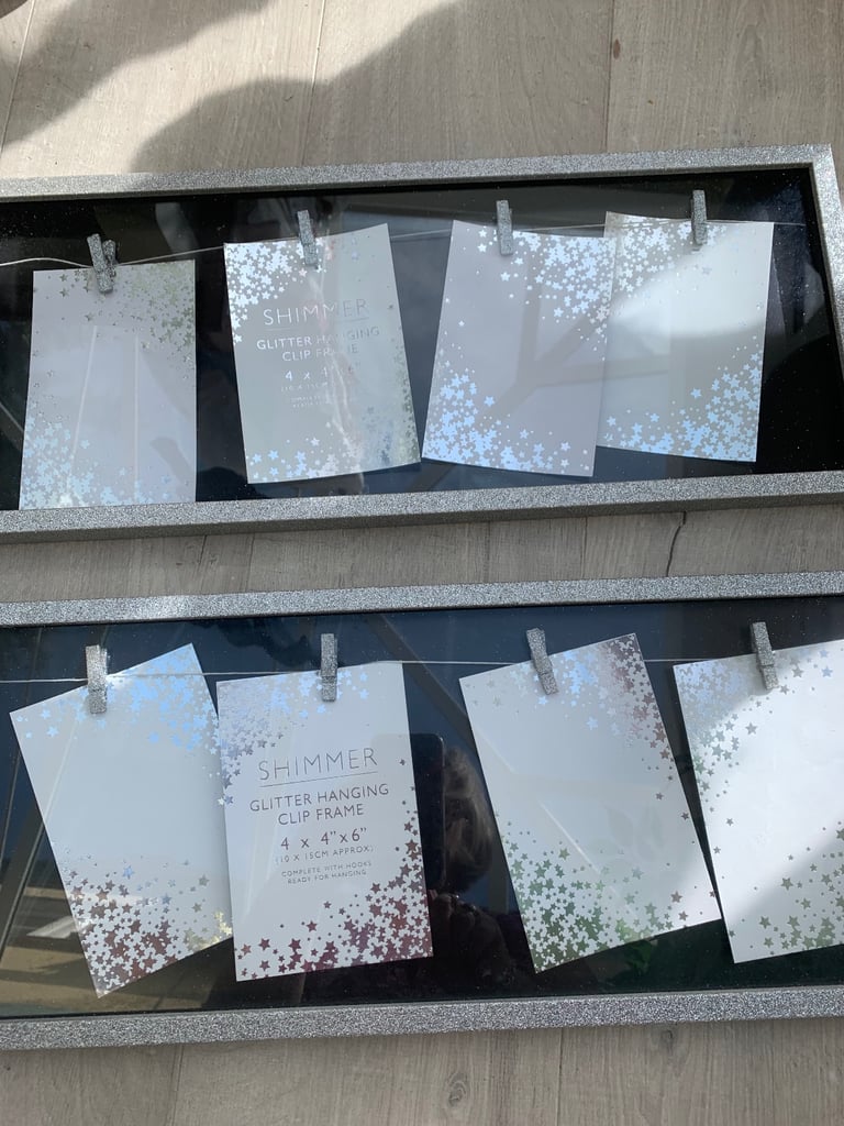 New/ unused multi photo frames silver sparkle rectangular