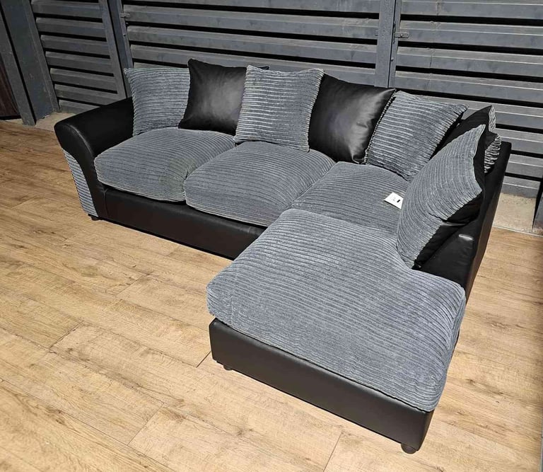 Hardly Used Corner Sofa - Grey/Black.