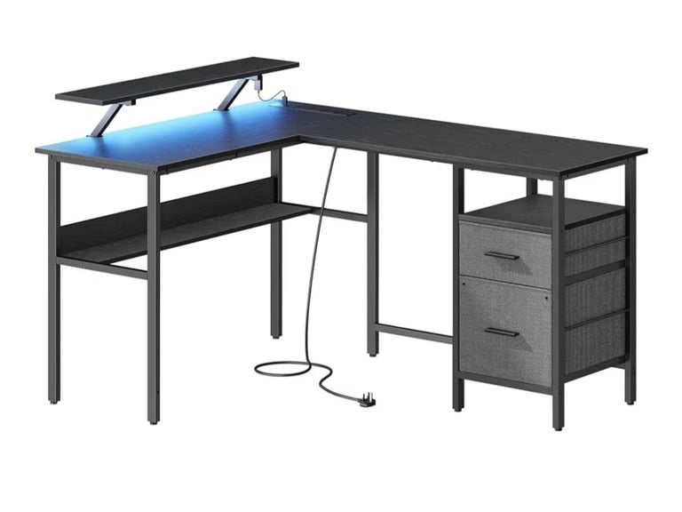 L shaped computer desk in black
