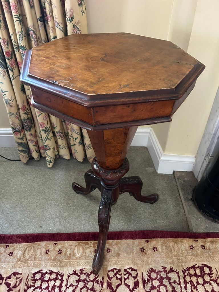 Antique octagonal "sewing" table/side table