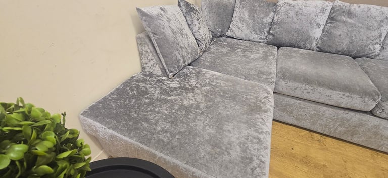 CRUSHED VELVET CORNER SOFA DELIVERY AVAILABLE