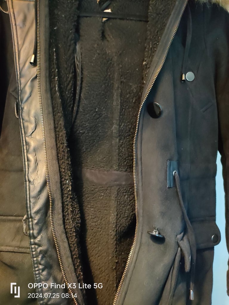 Ladies black parka style coat size 12