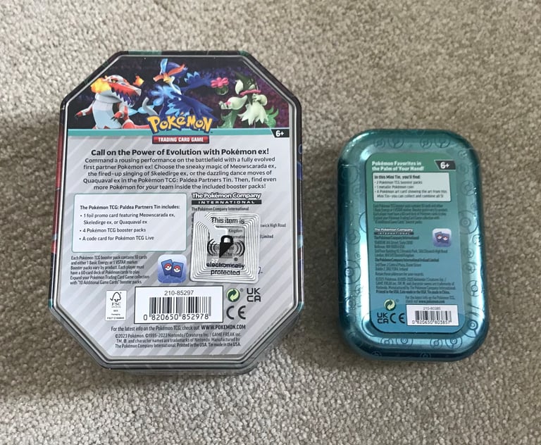 2 x Sealed Pokemon Tins - Paldea Partners Meowscarada & Bulbasaur Mini Tin