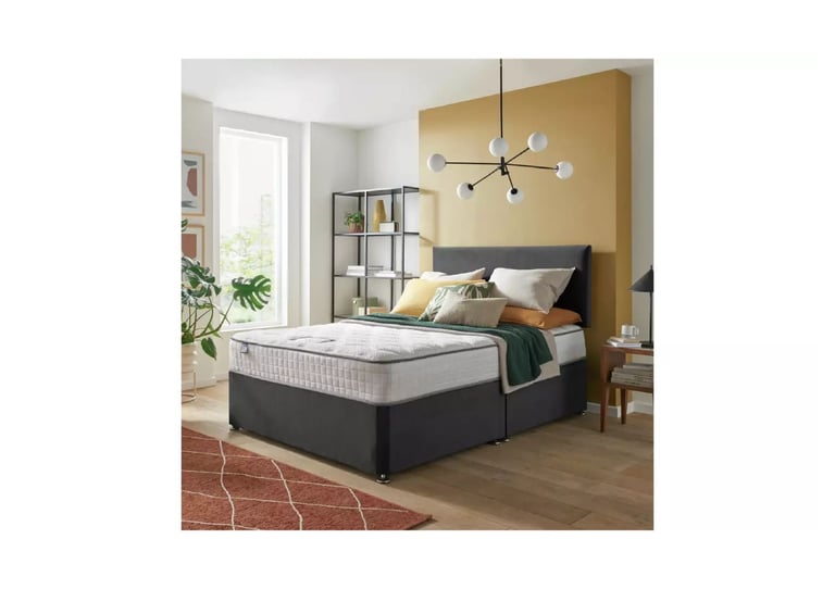 4ft6 Divan Bed Set – Premium Mattress + Headboard – Flat 20% OFF – COD