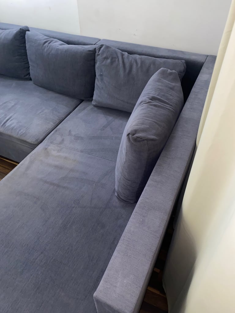 image for Modern L shaped charcoal fabric sofa bed 