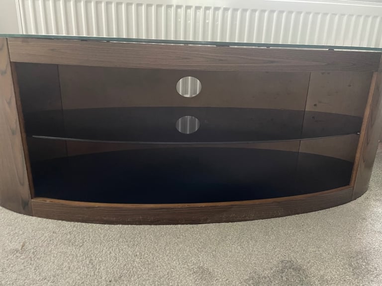 Oval Glass & Wood TV Stand - Good condition 