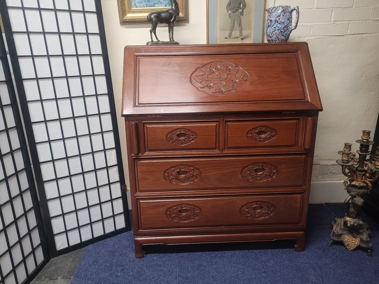 image for Stunning large Oriental decorative bureau desk   