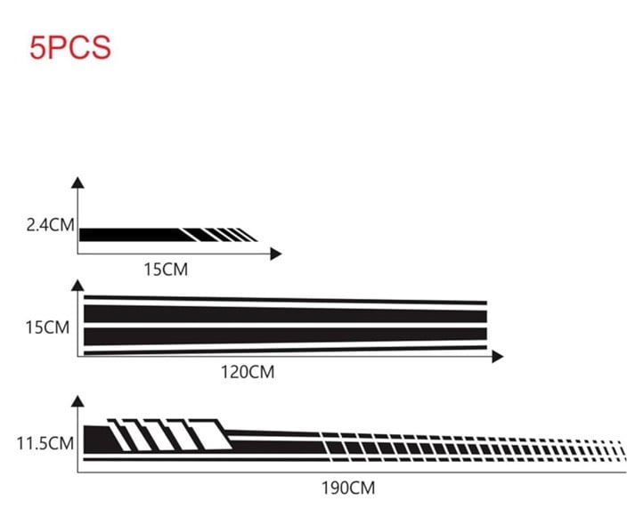 Car/Van Graphics Decals Strips (5 Piece) New