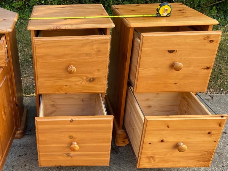 2 Pine Solid Wood Filing Cabinets