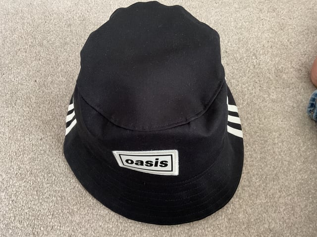 OASIS ADIDAS Black 3 Stripe Official Bucket Hat Women size S
