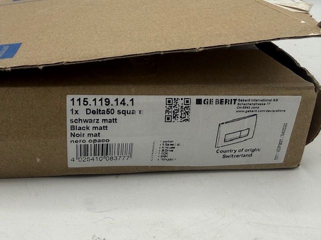 Geberit Delta50 WC Dual Flush Plate - Black Matt