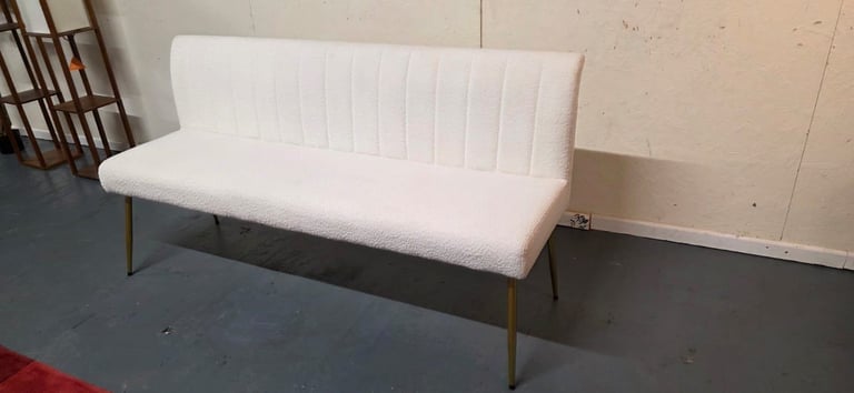 Brand New Dunelm®️ White Boucle Fabric Hallway Bench RRP £269