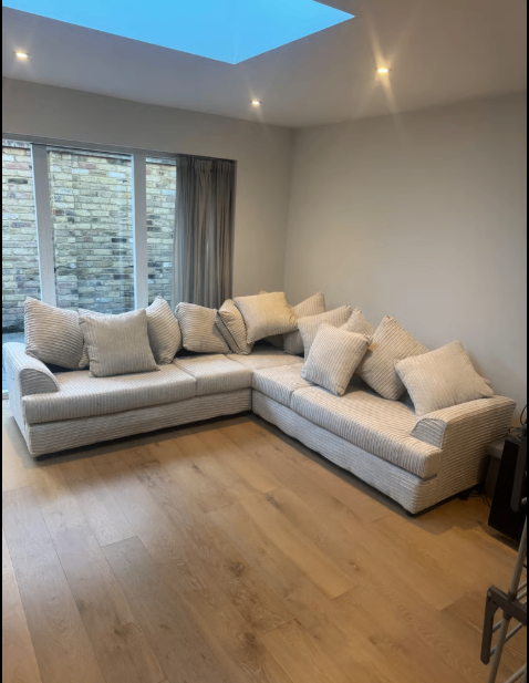 image for Brand New - Liverpool Jumbo Cord Corner Sofa (5 seater corner) - Cream