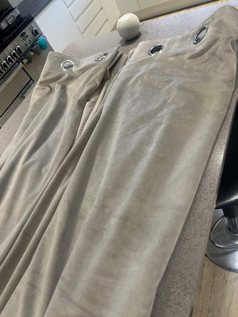 image for Grey soft velvet curtains