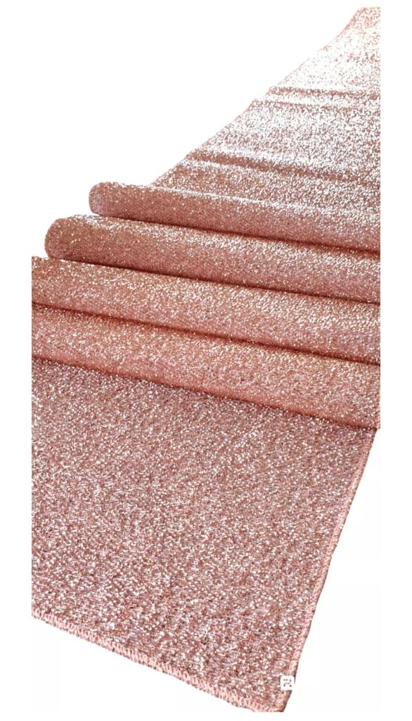 image for Table Runner 29 Baby Pink Sparkly Foil Lined x 33cm for Weddings Birthdays etc