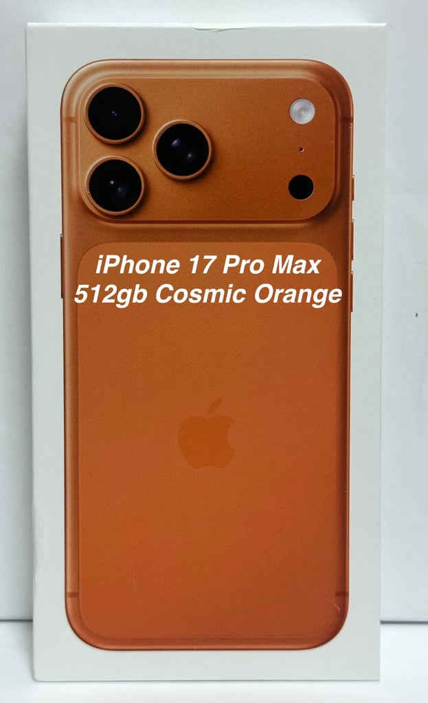 iPhone 17 Pro Max 512gb Cosmic Orange, Brand New Sealed Box with 1 Year Apple Warranty on Activation