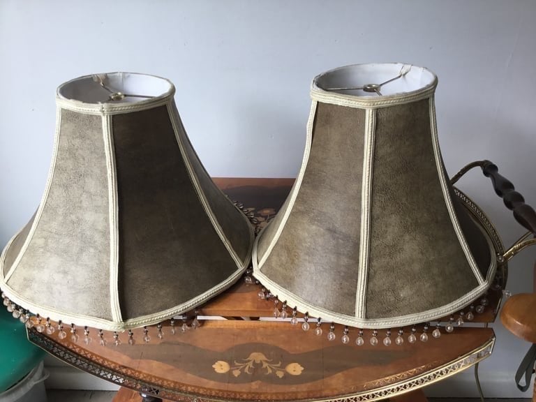 Pair Large Vintage Lampshades Lamp Shades