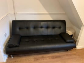Black faux leather Sofa bed