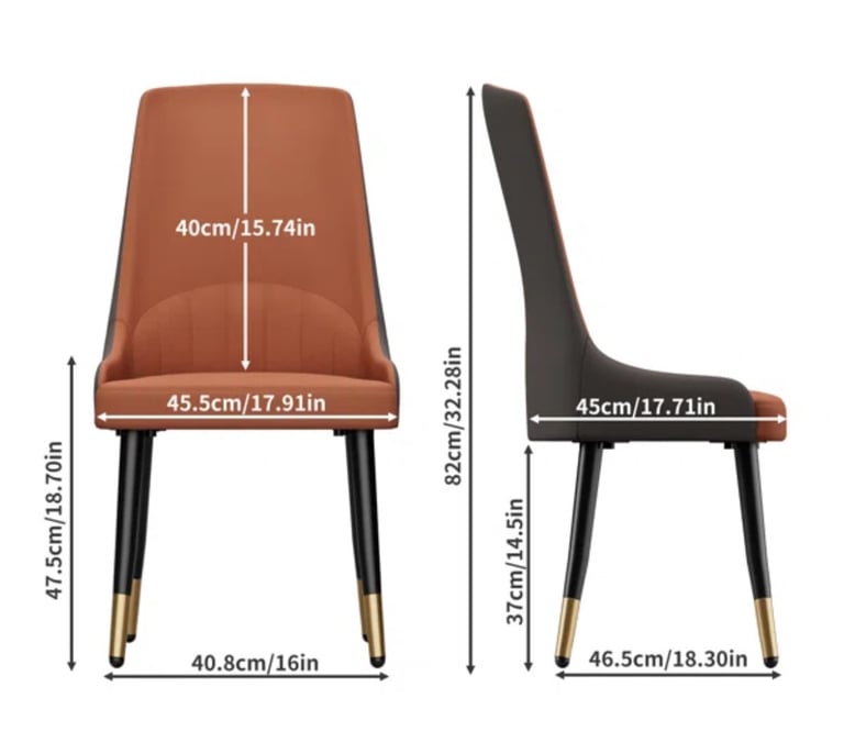2 Burnt orange & grey dining chairs
