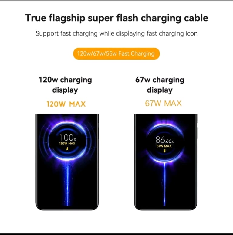 Original Xiaomi 6A Fast USB Type-C Charger Data Cable33W/67W/120W for 