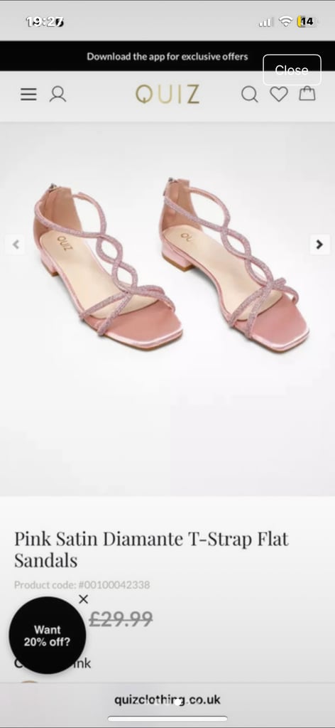 Pink satin diamonte t-strap flat sandal