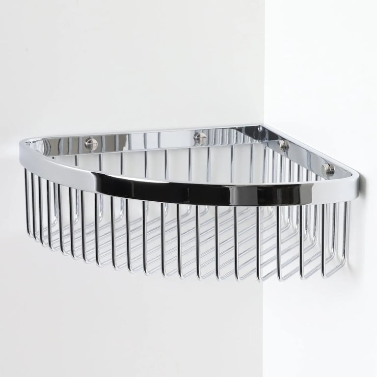 Lusso Luxe Corner Shower Storage Basket in Chrome NEW