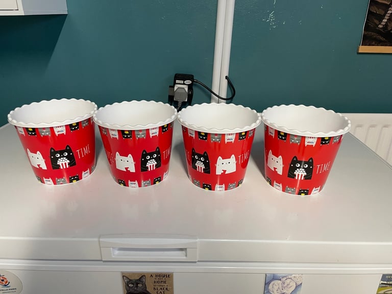 Cute Cat Reusable Popcorn Containers x4