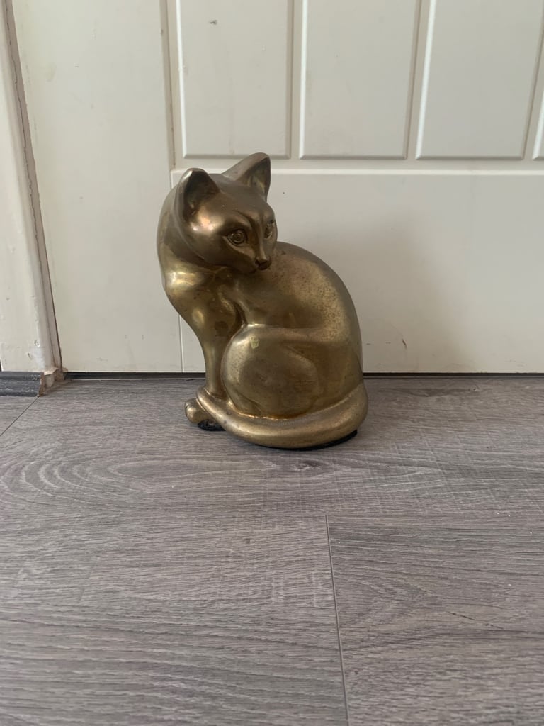image for Vintage brass cat ornament 