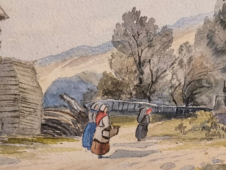 Antique Victorian Watercolour Painting by EM Lamond, 1870