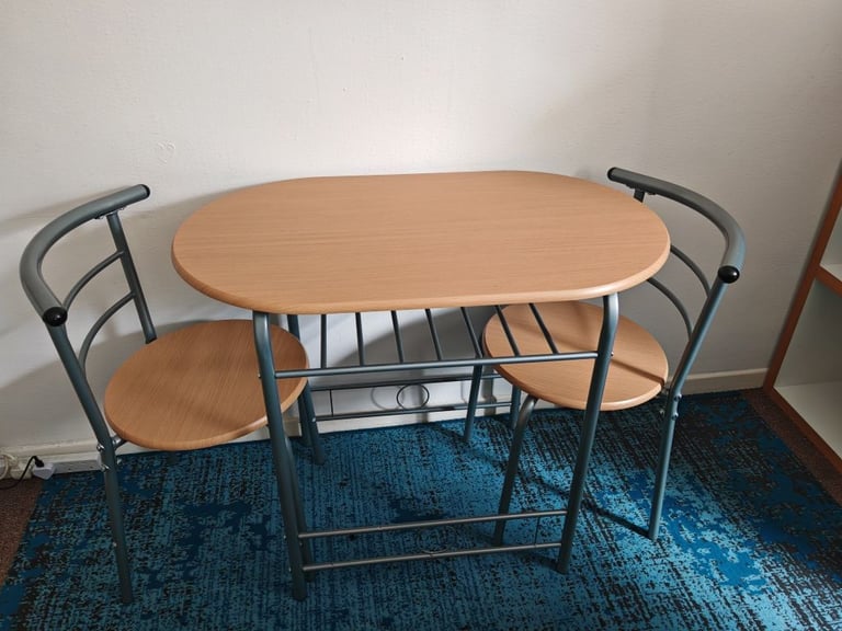 image for Compact dining set, table and 2 chairs
