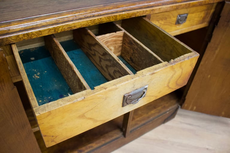 vintage art deco 1940s oak sideboard