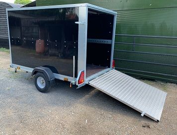 Box Trailer with Ramp in Black or White - Tickners Single Axle 8' x 5' x 5'