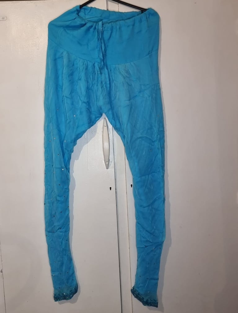 New.Light blue churidar kameez, jacket, scarf sequin embroidered wedding party asia. Asian dress