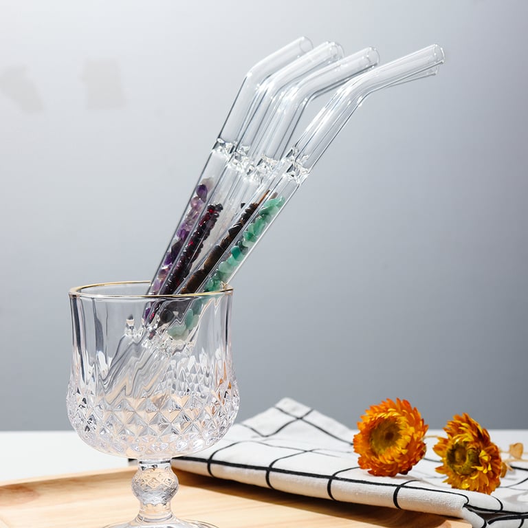 image for Glass Straws Natural Crystal Stones Luxury 10 Pieces Set