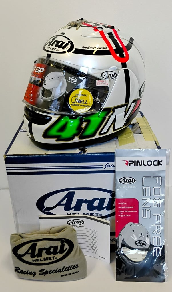 RARE COLLECTORS ITEM - #ARAI RX-7 MOTORCYCLE HELMET - NORIYUKI HAGA MONZA WHITE