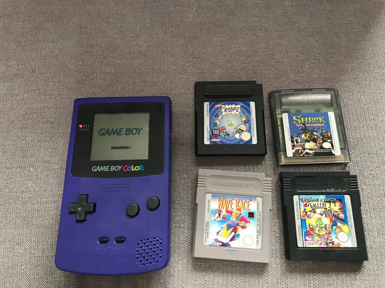 image for Game Boy Color Console, Grape, /Purple Mint condition with 4 games