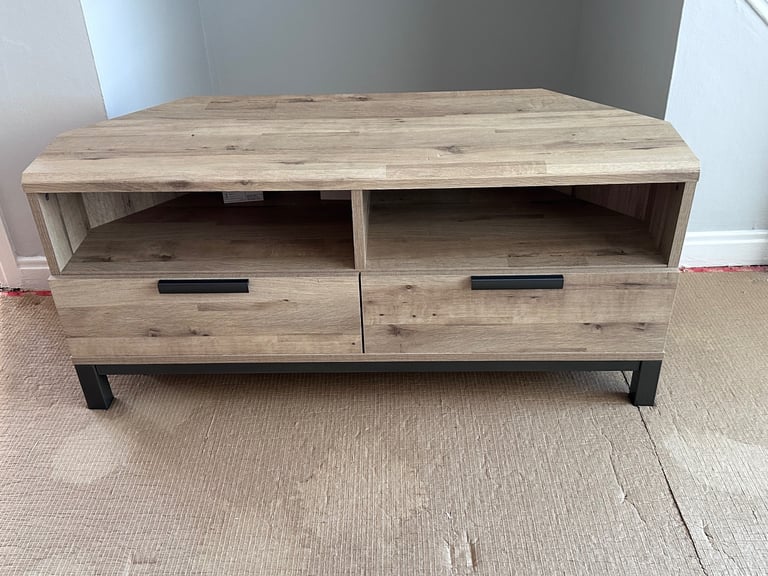 NEXT Light Oak Corner TV unit and Matching Nest of Tables