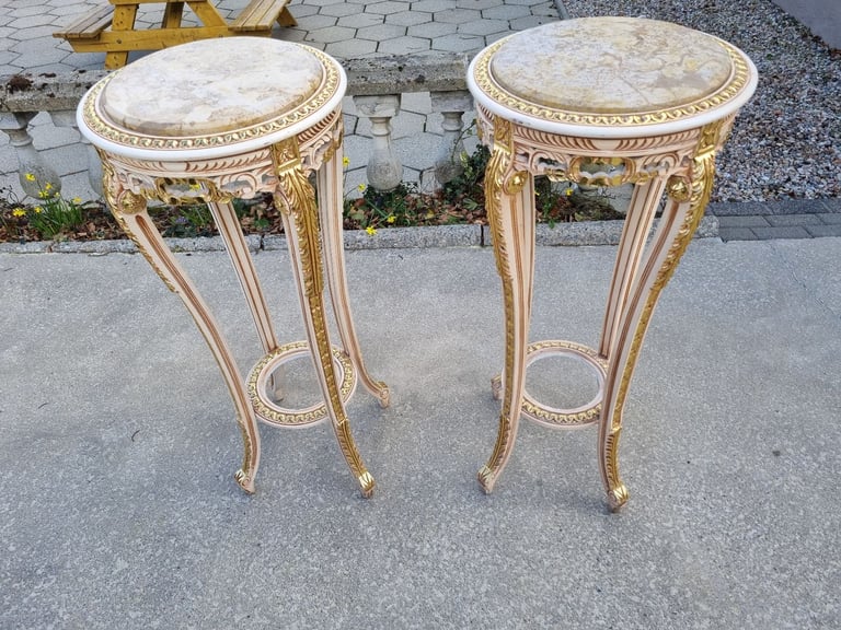 2  Large Ornate Egyptian Stands (Granite Top)