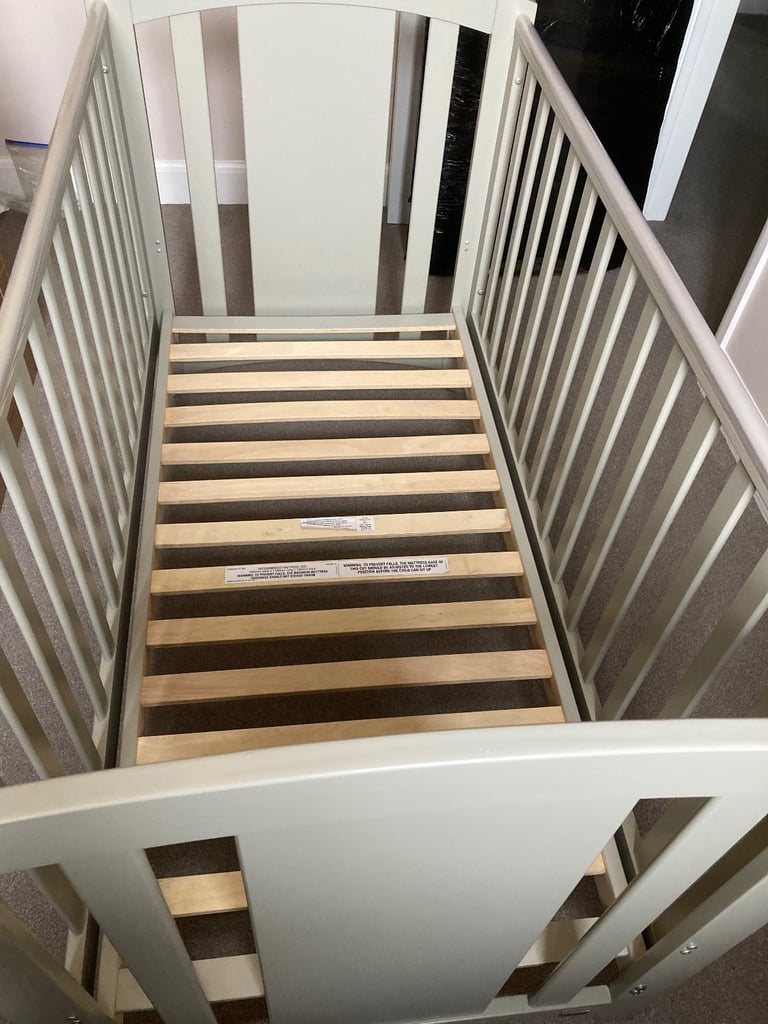 Mamas and papas cot bed and matching wardrobe in grey