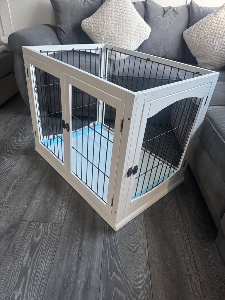 White Wooden 80cm Dog Crate Cage For Sale Puppy Training Pen Enclosure Bed