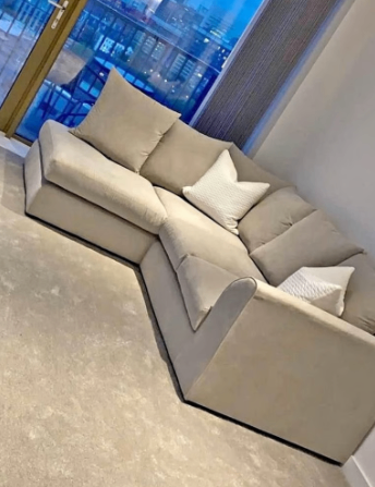 Brand New - Plush Velvet 4 Seater Mink Corner Sofa - Left/Right Sid