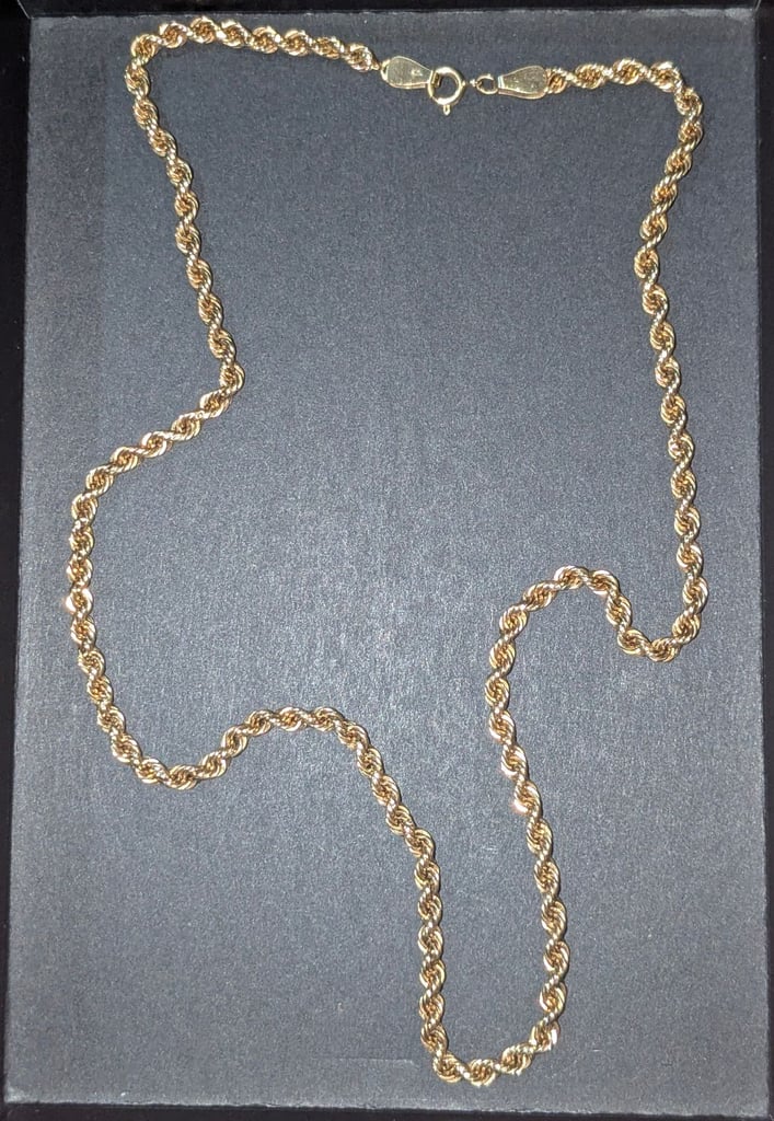image for 9CT YELLOW GOLD ROPE CHAIN 19 Inch FULLY HALLMARKED