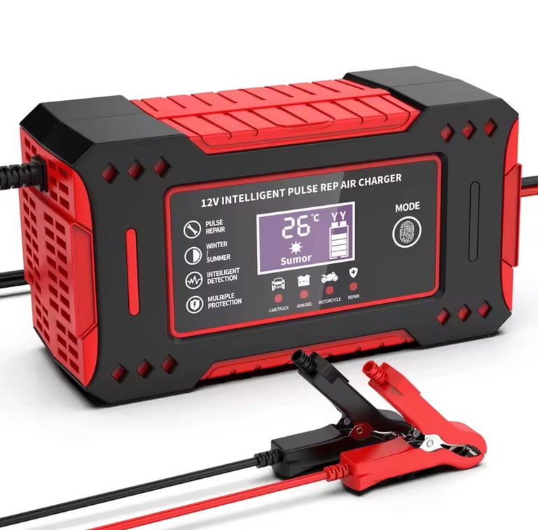 6A 12V Intelligent Car Battery Charger Car and Motorcycle Battery Charging Unit Lead-Acid Battery Re