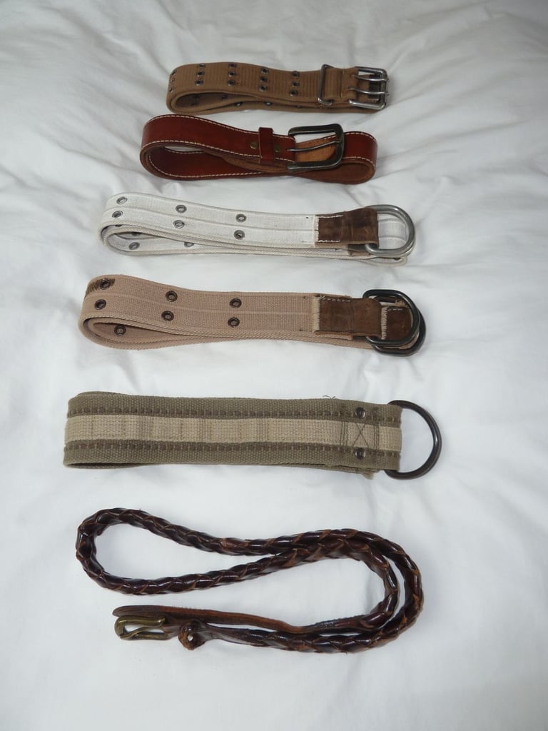 6x Leather and sturdy Canvas BELTS.