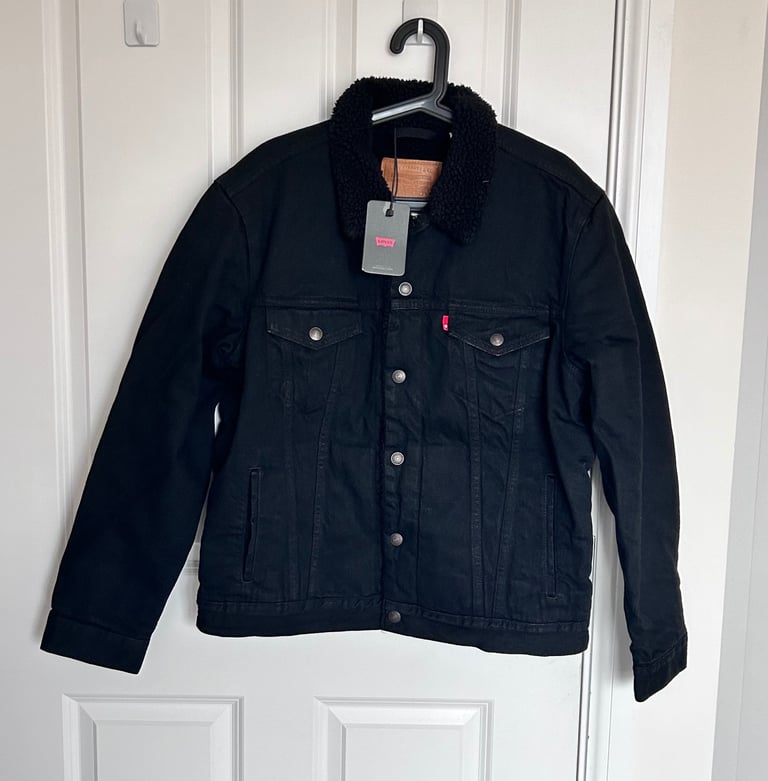 image for New with tags Levi's Type 3 III Sherpa Trucker Denim Jacket Black