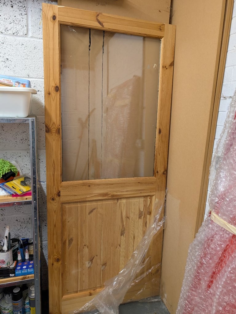 image for Pine wood back door double glazed
