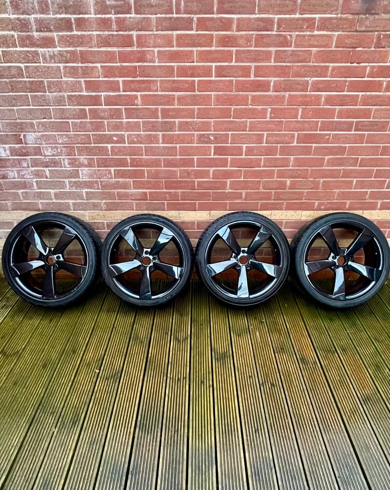 USED SET OF 4x 19” AUDI ROTOR STYLE ALLOY WHEEL GLOSS BLACK FOR VOLKSWAGEN