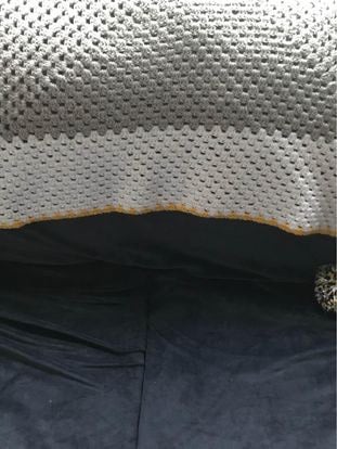 New crochet baby blanket white yellow grey 1m sq